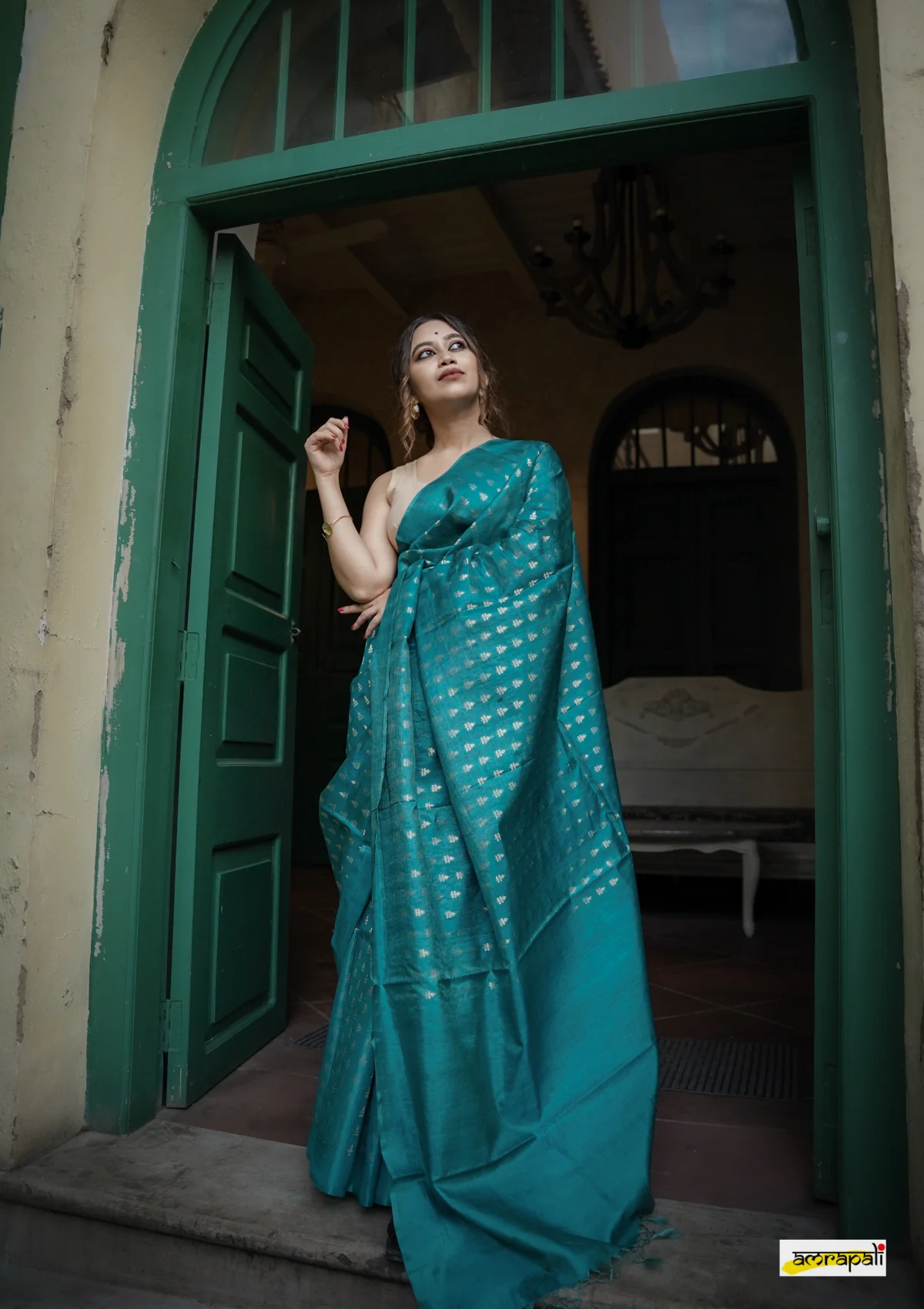 Draped in Deep Teal Elegance saree