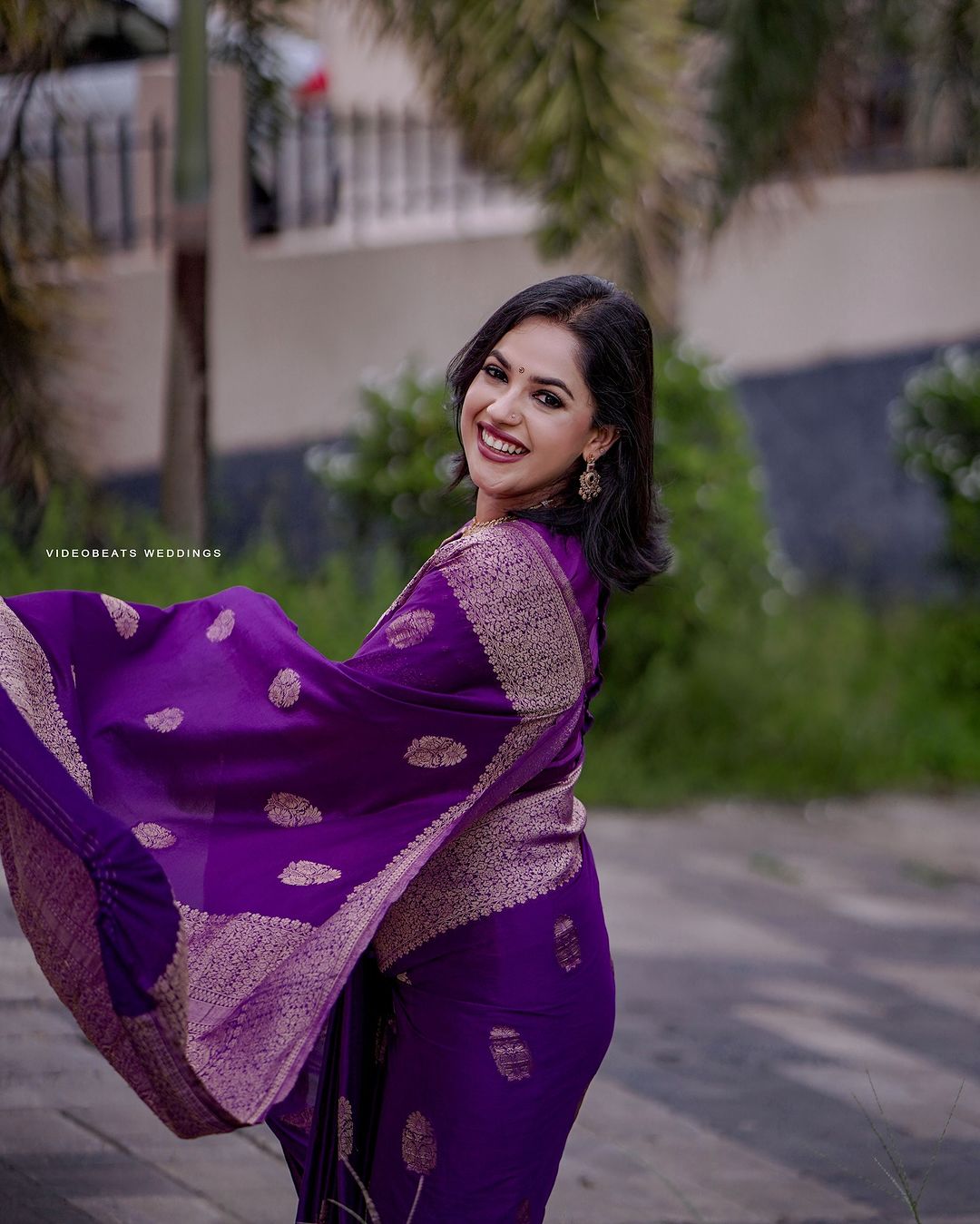 Purple Gold Zari Saree for Women