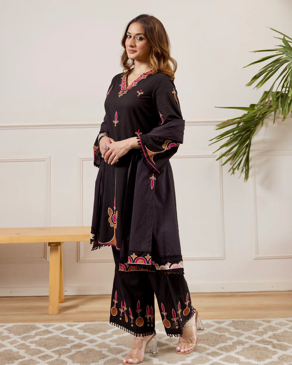 Designer Embroidered Kurta Palazzo Set with Dupatta for Women