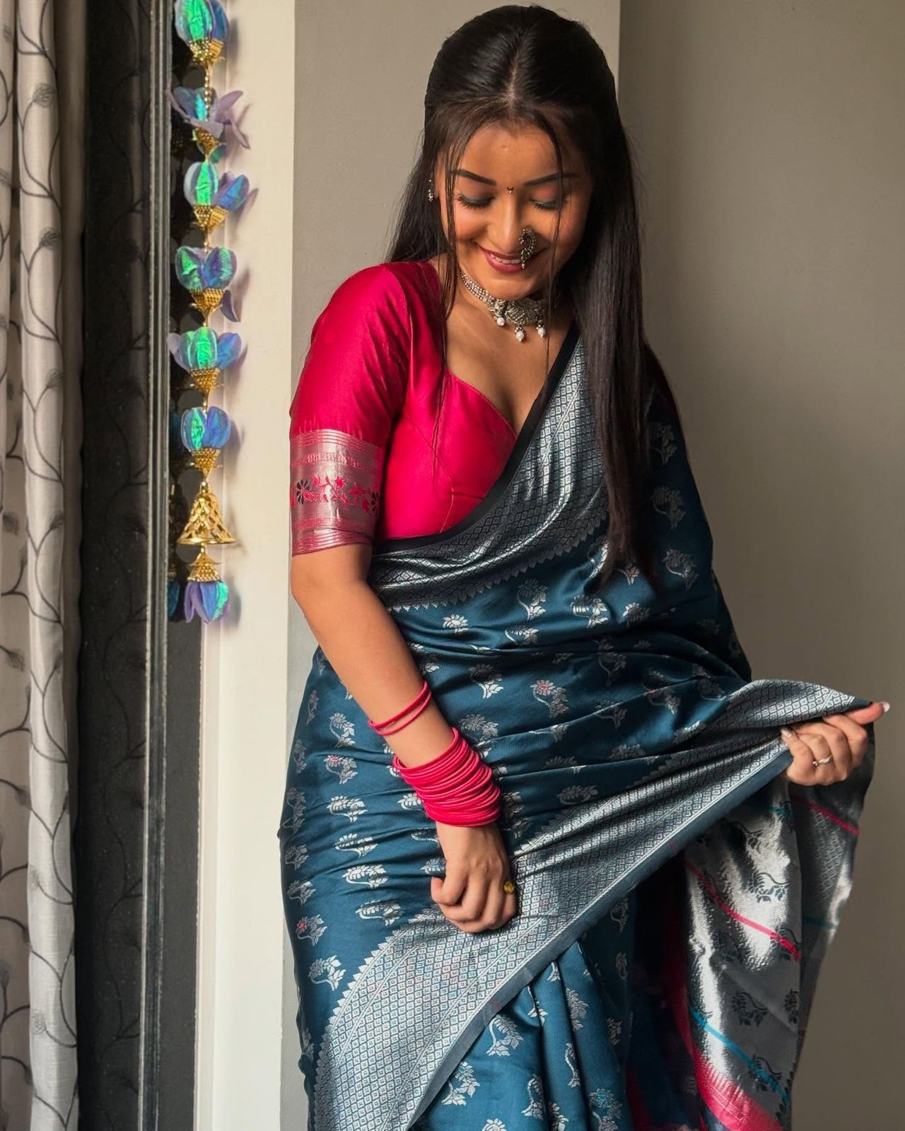 Designer Woven Silk Saree with Contrast Border