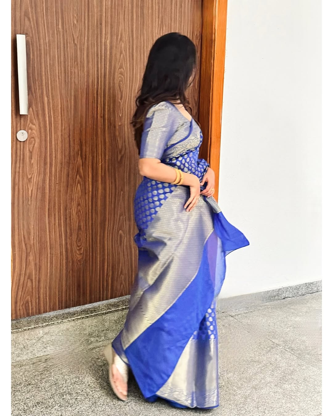 Royal Blue Silk Saree with Silver Zari