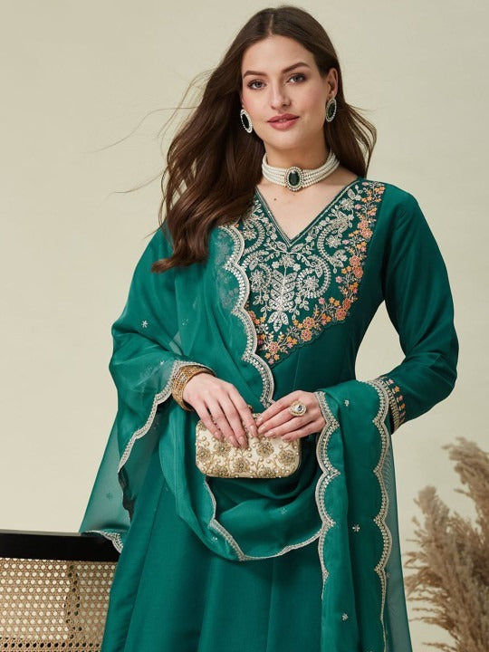 Designer Embroidered Kurta Set with Dupatta for Women