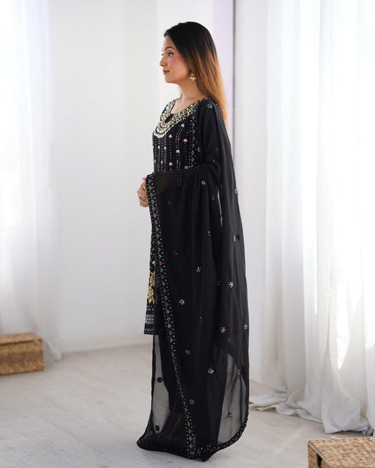 Mystic Elegance Black Kurta  set Ensemble For Women