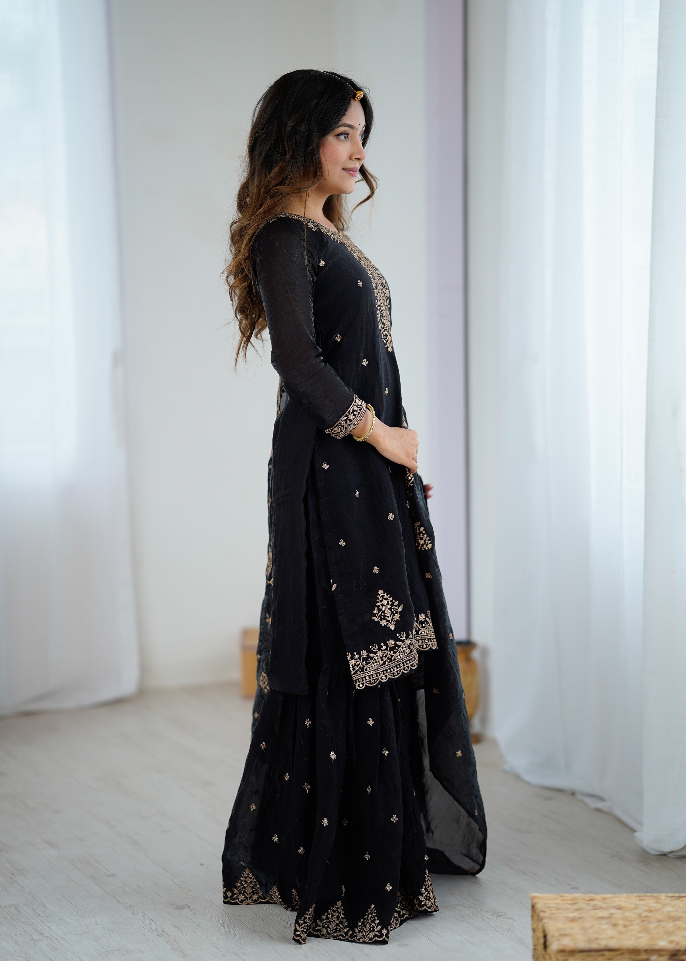 Black Kurta Set For Women