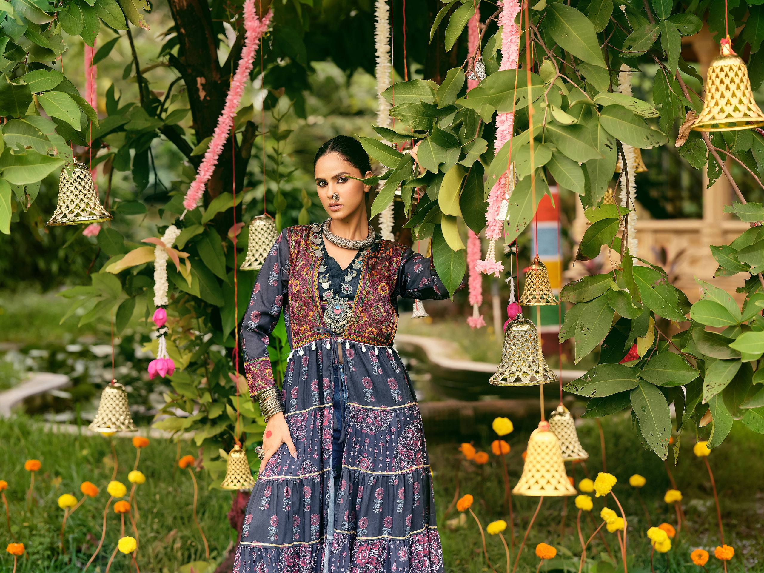 Designer Blue Flared Kurti for Women
