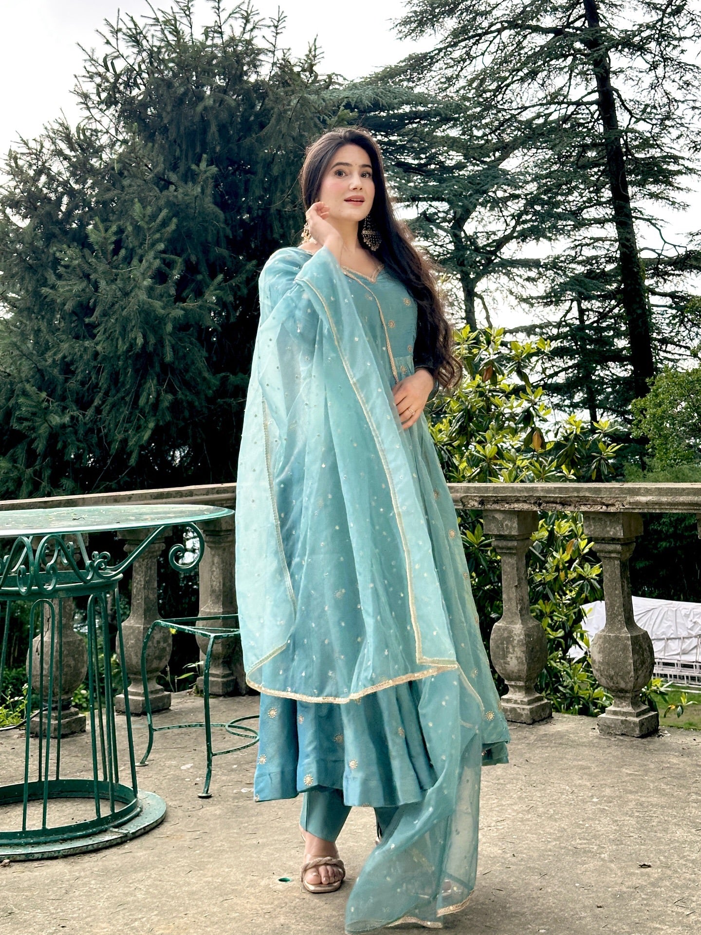 Sea Green Anarkali Suit with Dupatta