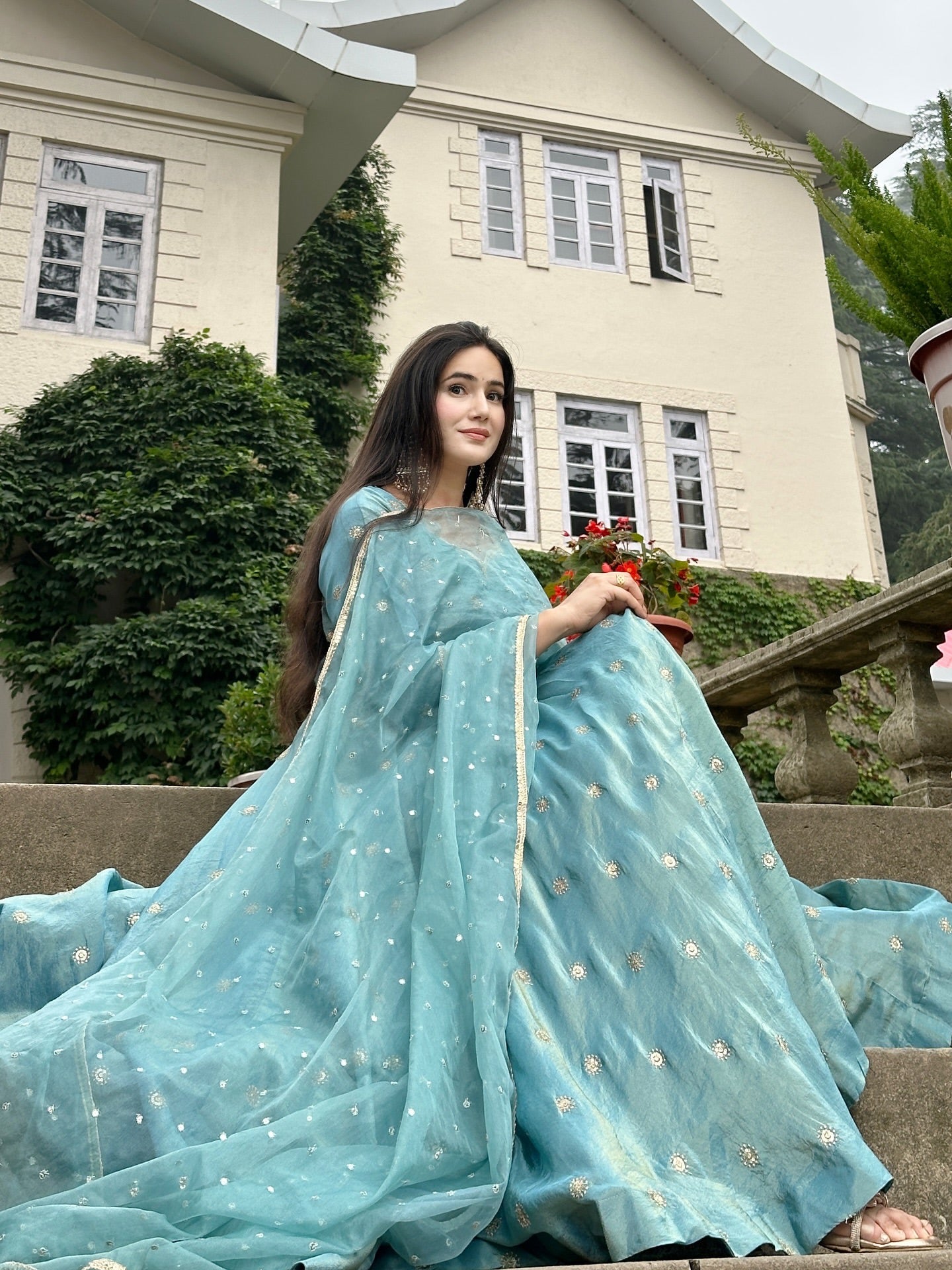 Sea Green Anarkali Suit with Dupatta