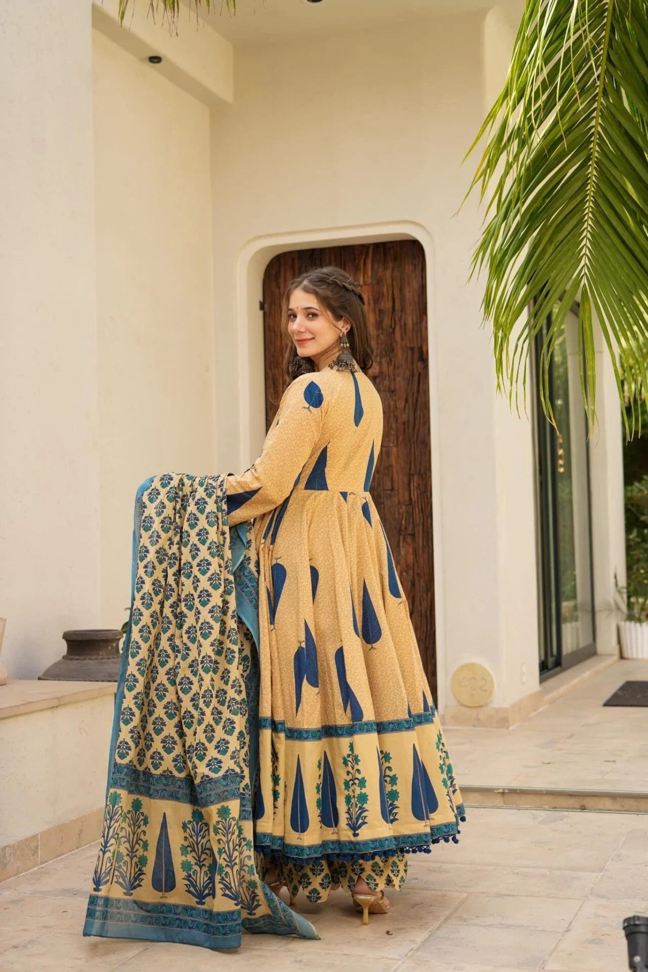 Women's Printed Anarkali Kurta Set with Dupatta