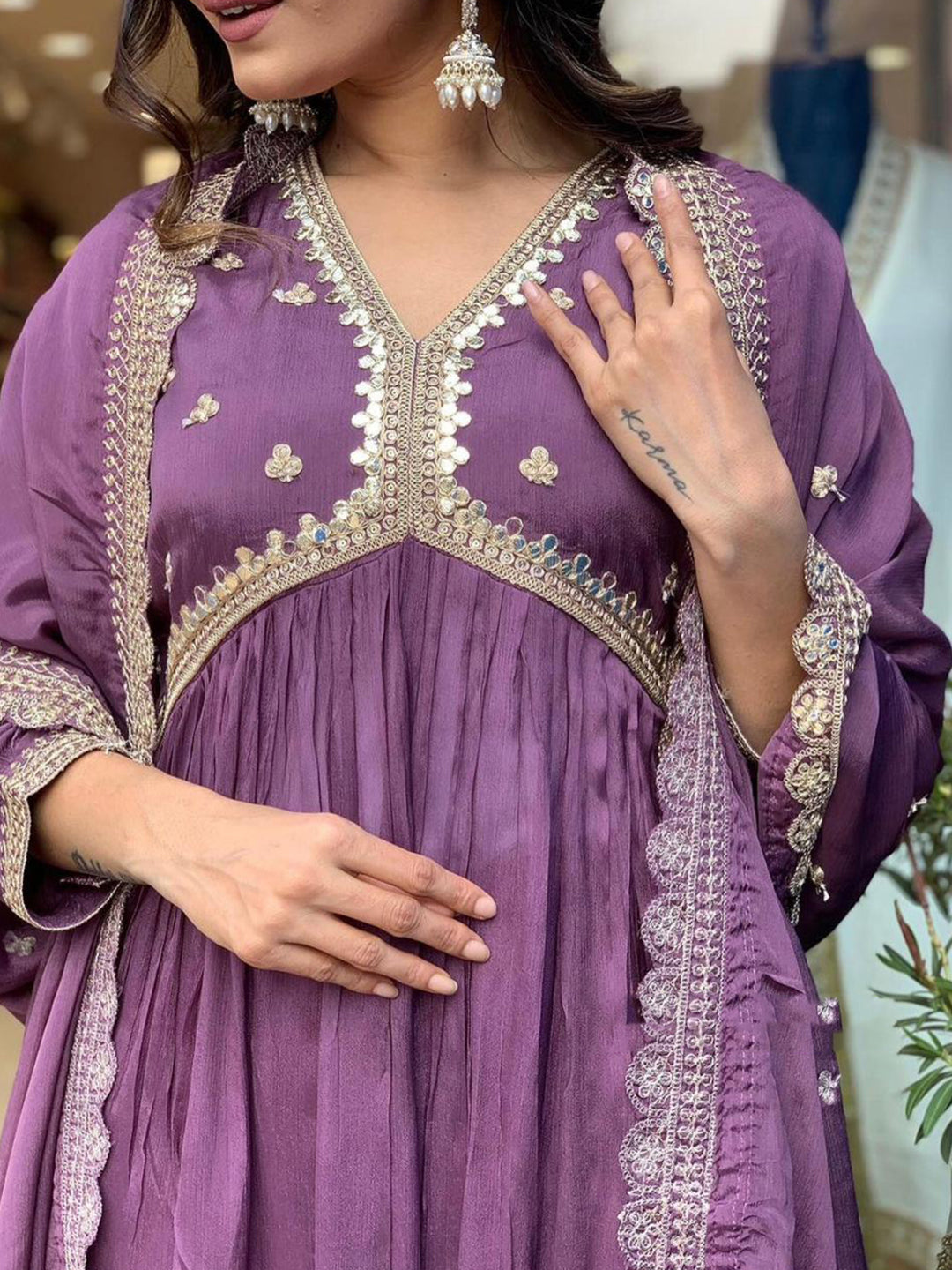 Festival Wear Silk Purple Anarkali Suit