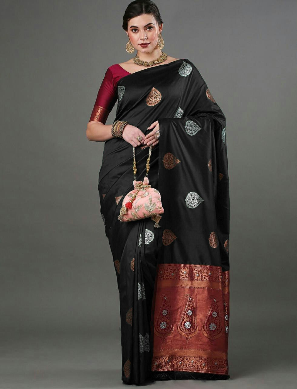 Stylish Black  Saree For Women
