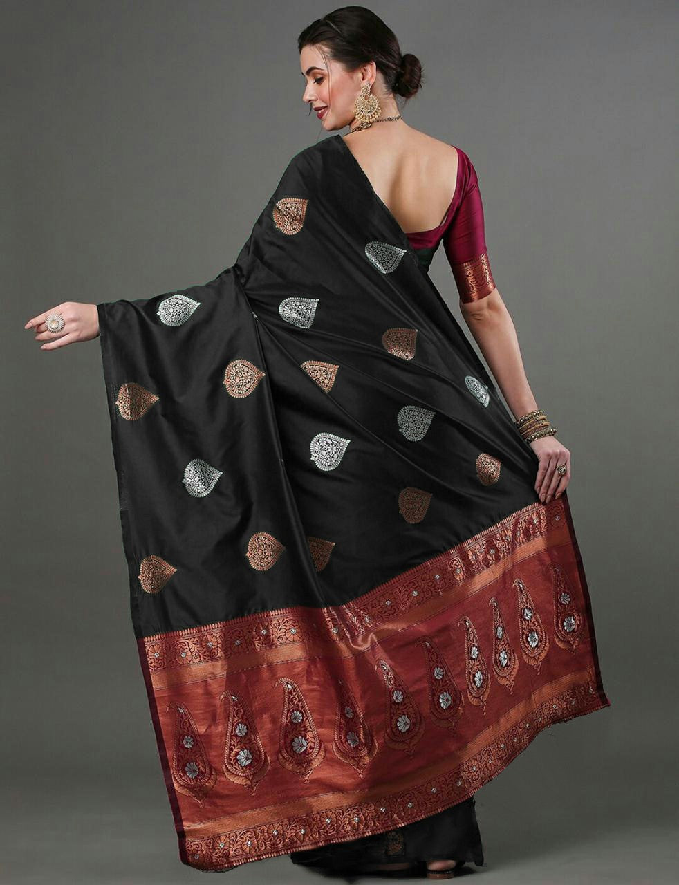 Stylish Black  Saree For Women