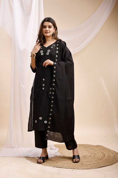 Black Mirror-Work Elegance Kurta Set