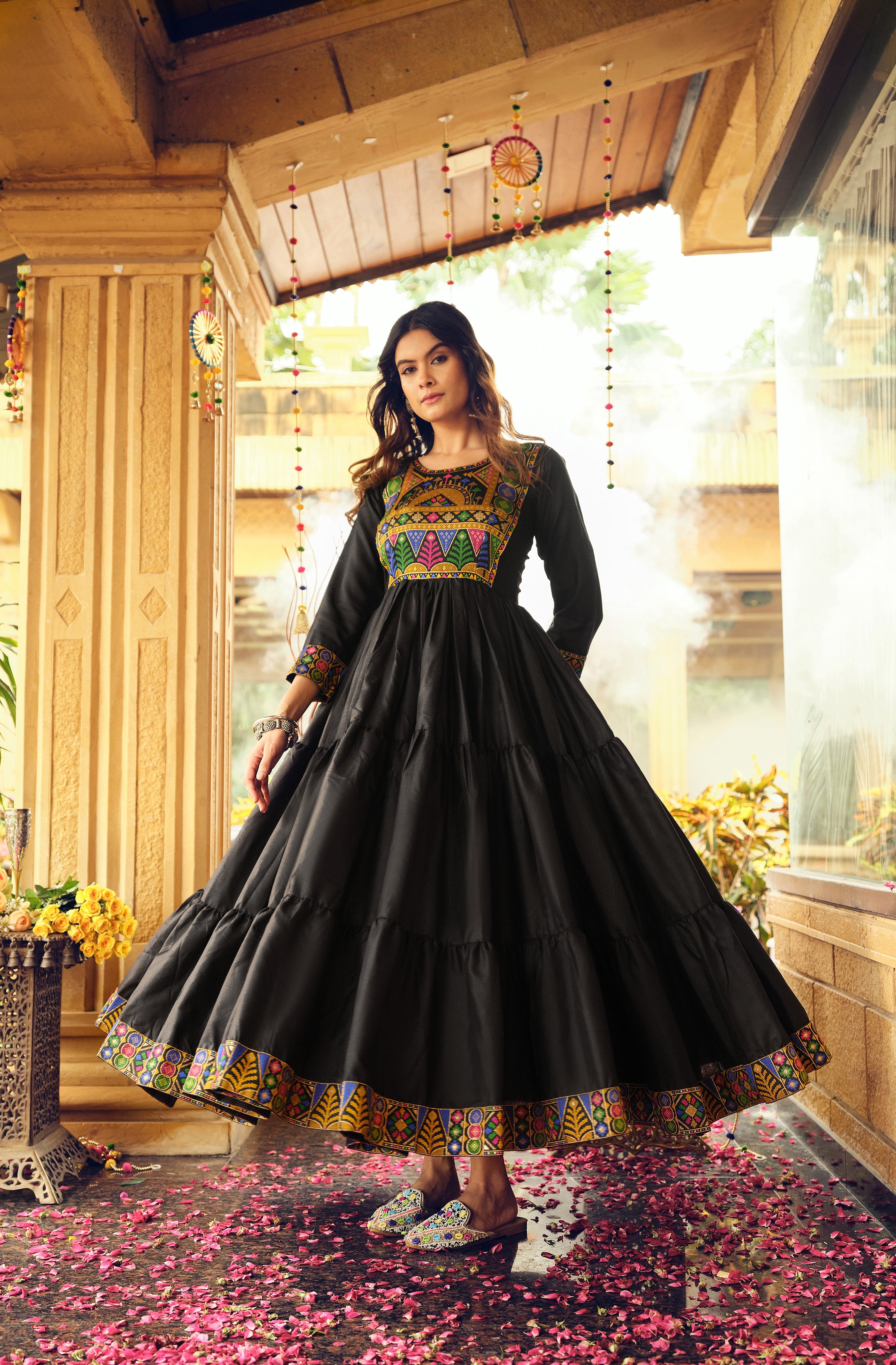 Black Embroidered Kurti for Women