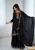 Black Kurta Set with Sharara & Dupatta for Women