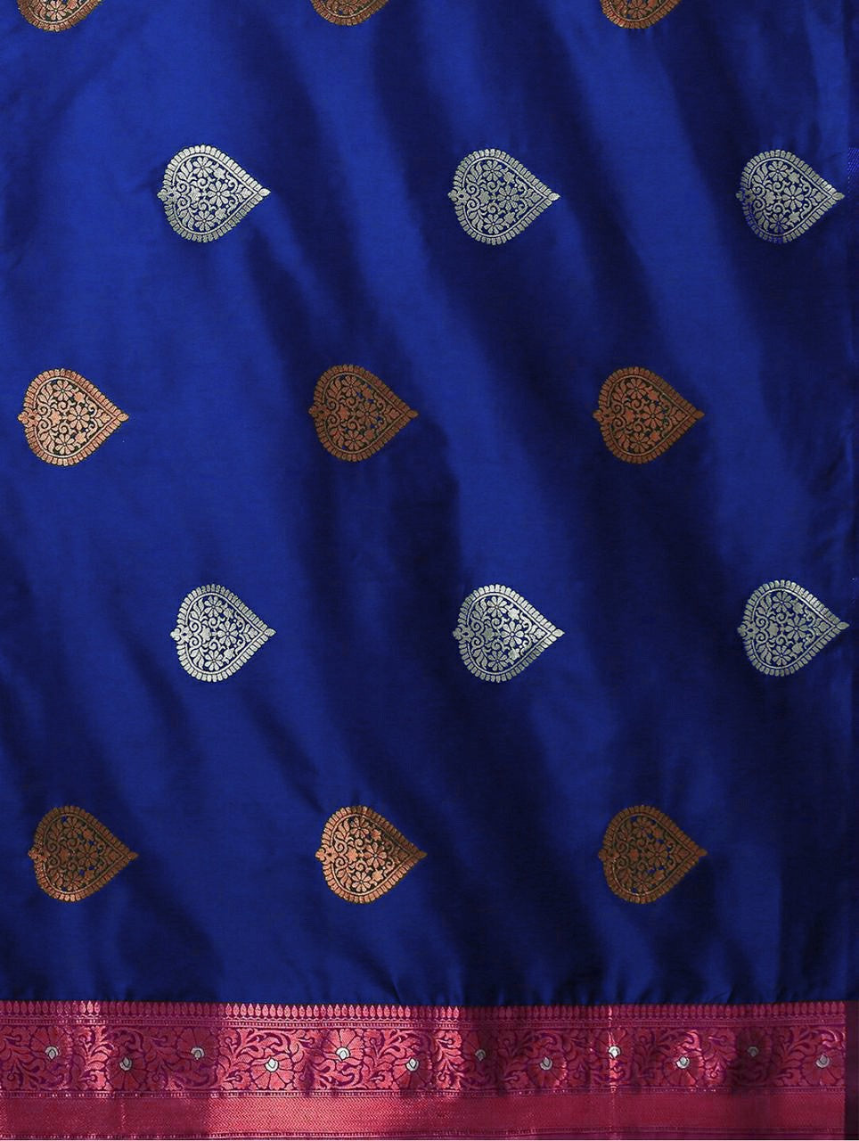 Classic Blue Saree with Metallic Square Weaves