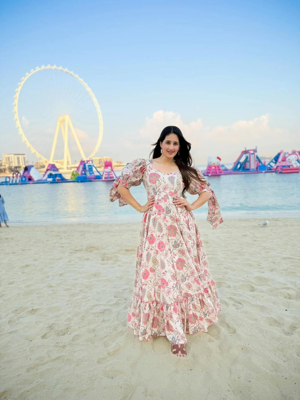 Blush Pink Floral Sweetheart Maxi Dress