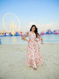 Blush Pink Floral Sweetheart Maxi Dress