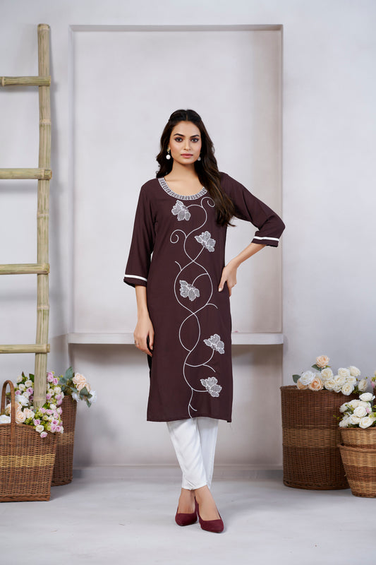 Stylish Brown Short Kurti For Women