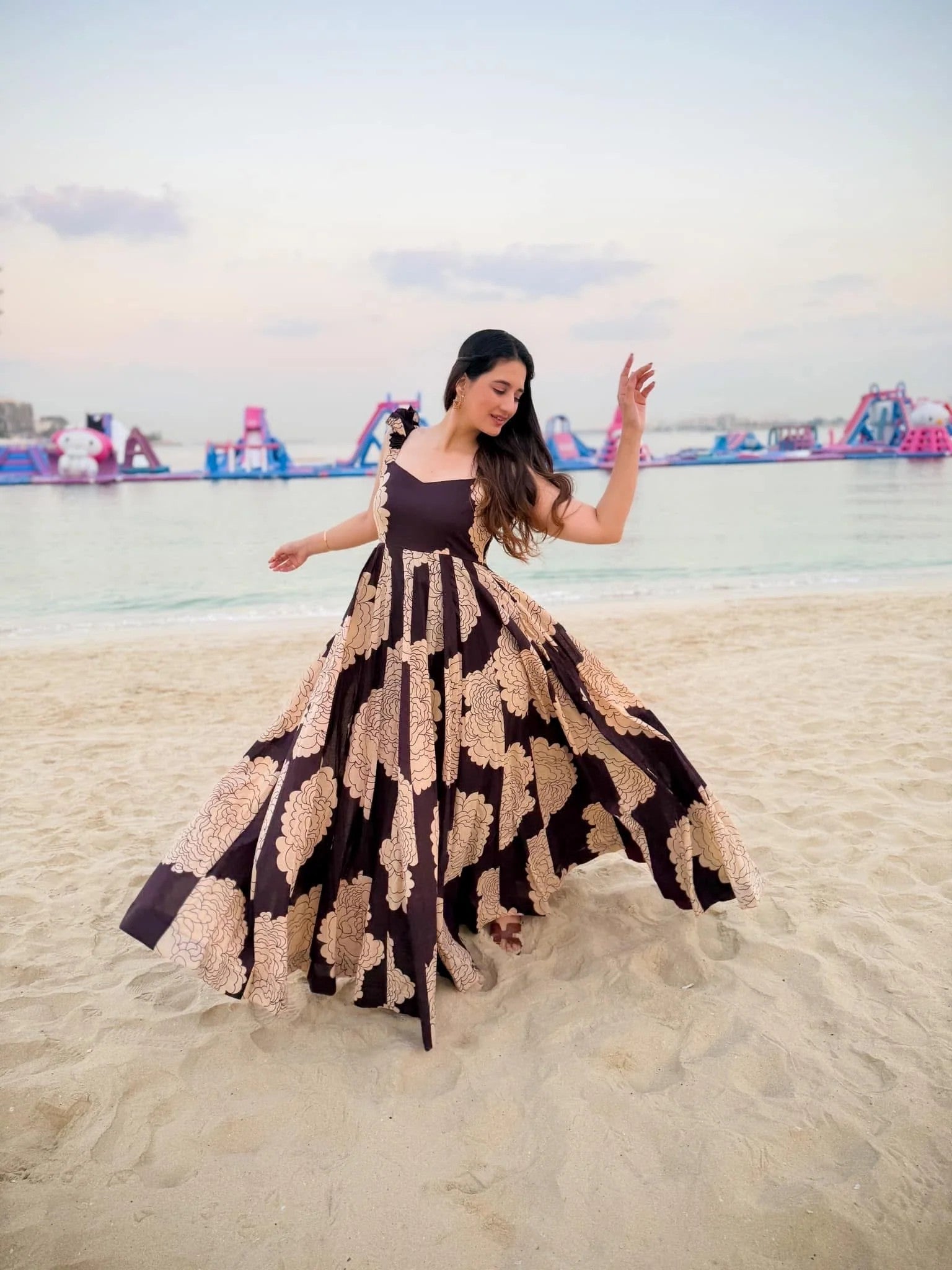 Brown sleeveless Maxi Western Dress