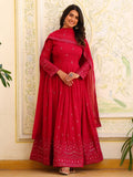Cherry Pink Anarkali Kurti with Dupatta for Women