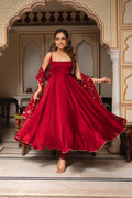 Classic Maroon Anarkali Outfit with Dupatta