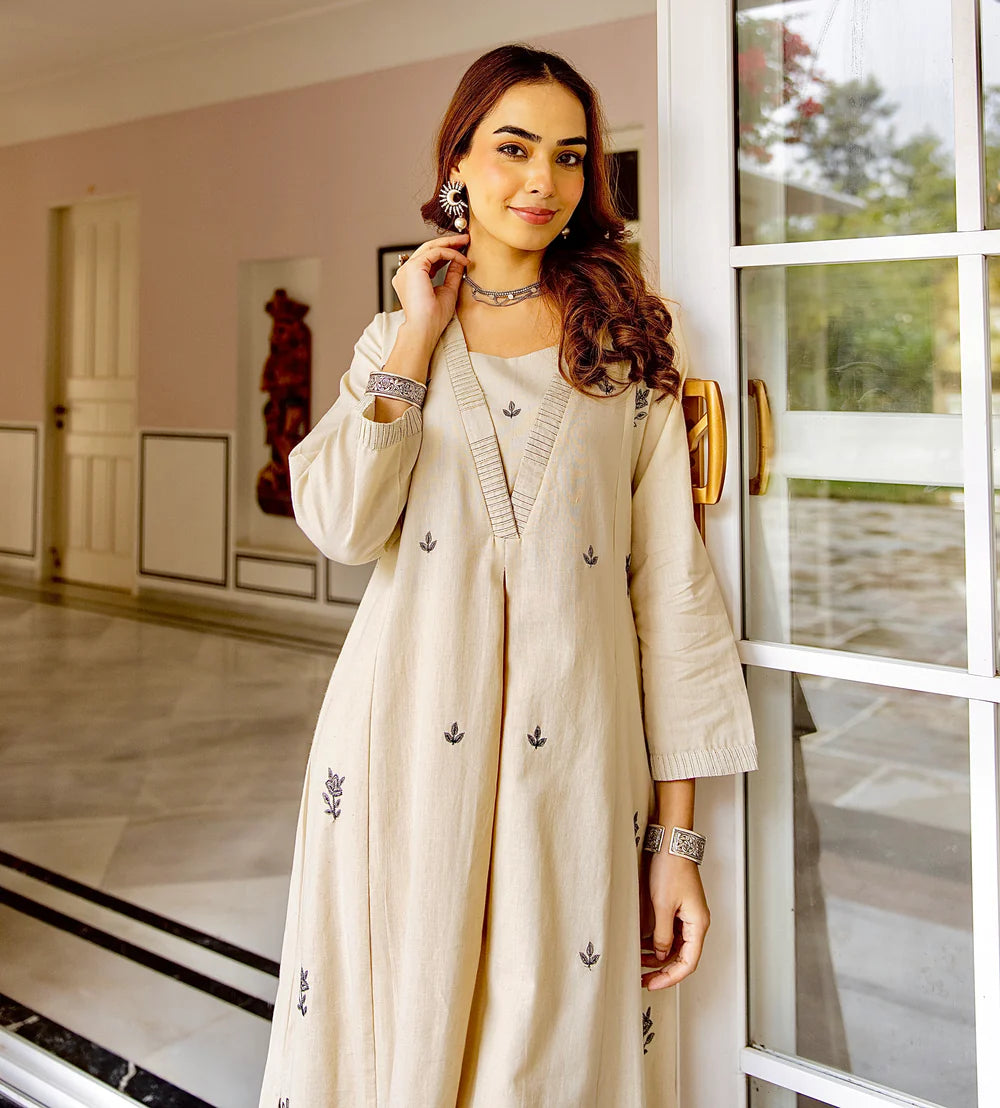 Designer Embroidered A-Line Kurta Set for Women