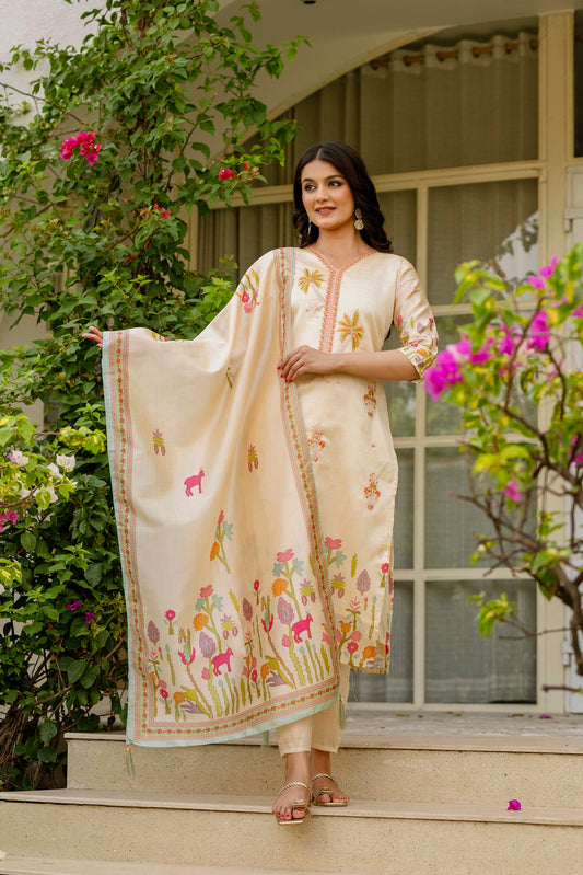 Minimal Muse: Chic Cream Kurta Set for Everyday Style
