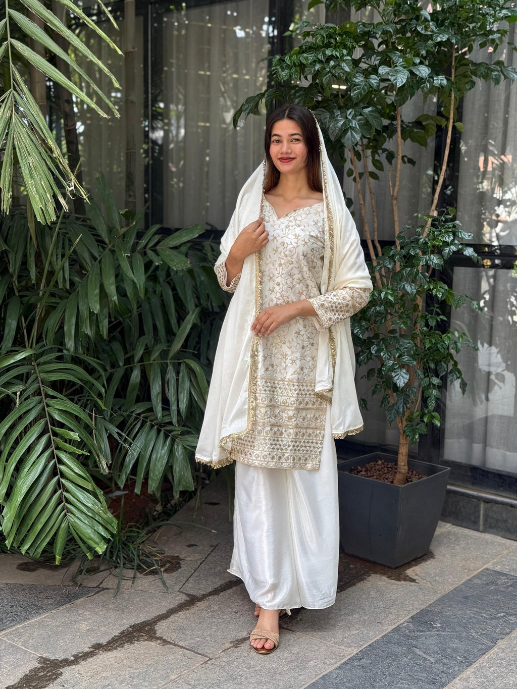 Cream kurta-pant set