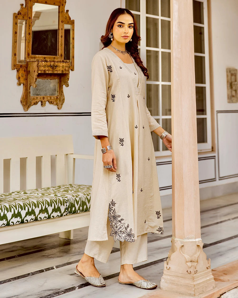 Designer Embroidered A-Line Kurta Set for Women