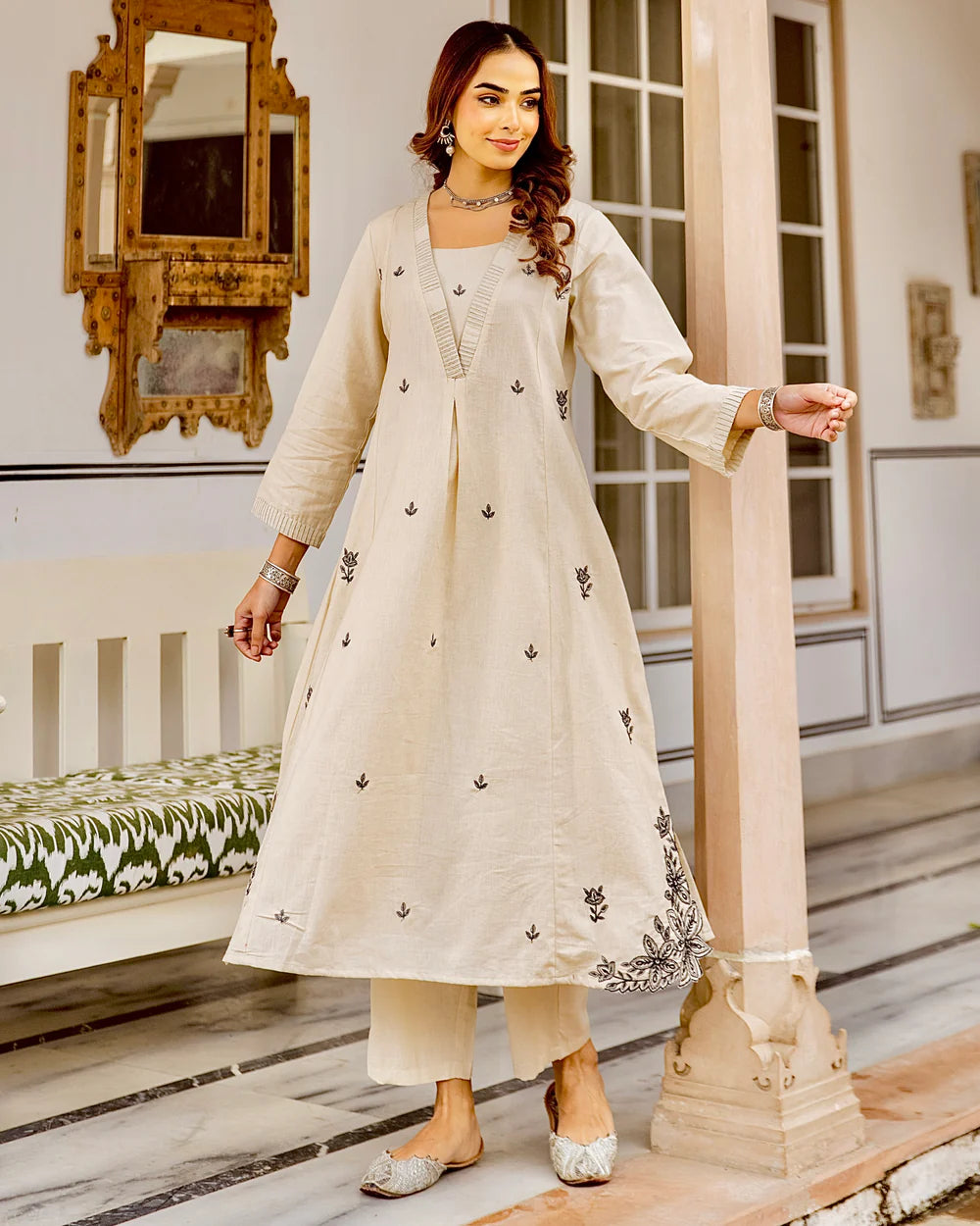 Designer Embroidered A-Line Kurta Set for Women