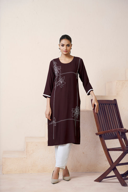 Elegant Wine-Colored Tunic for Women – Stylish Ethnic & Casual Wear