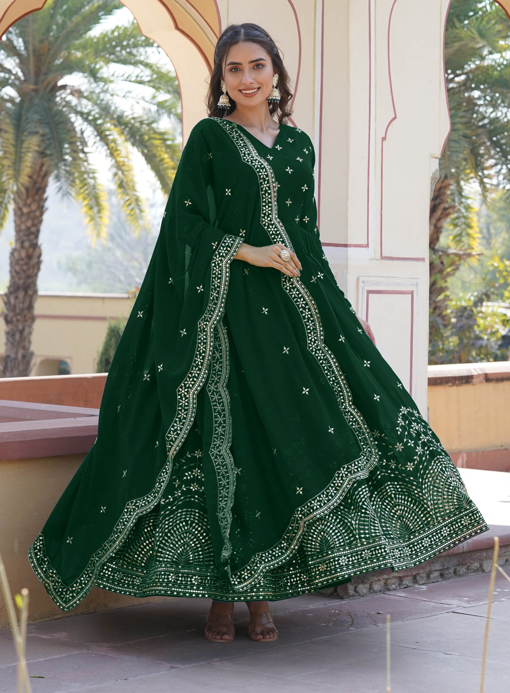 Dark Green Anarkali Suit with Dupatta | Festive & Wedding Wear