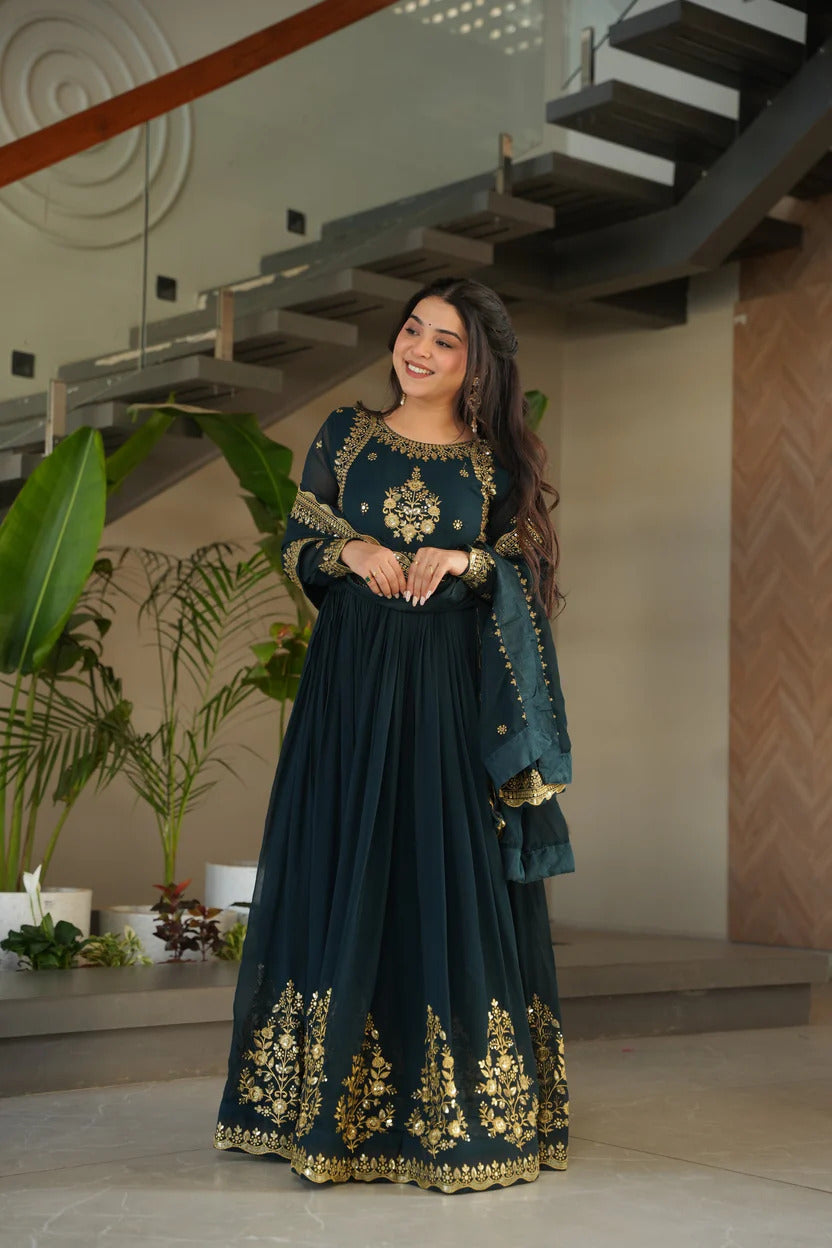 Heavy Zari Embroidered Georgette Anarkali Set