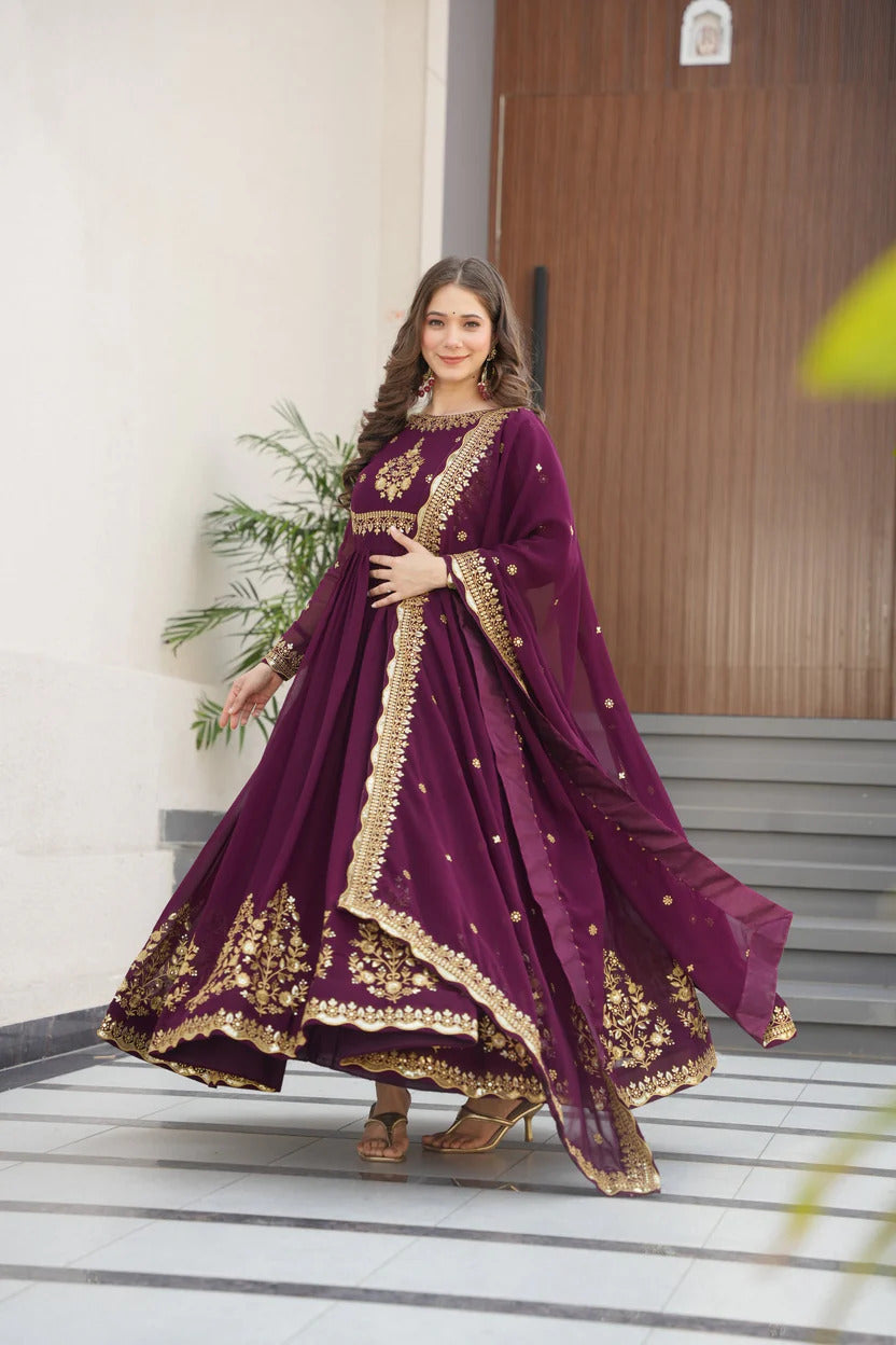 Heavy Zari Embroidered Georgette Anarkali Set