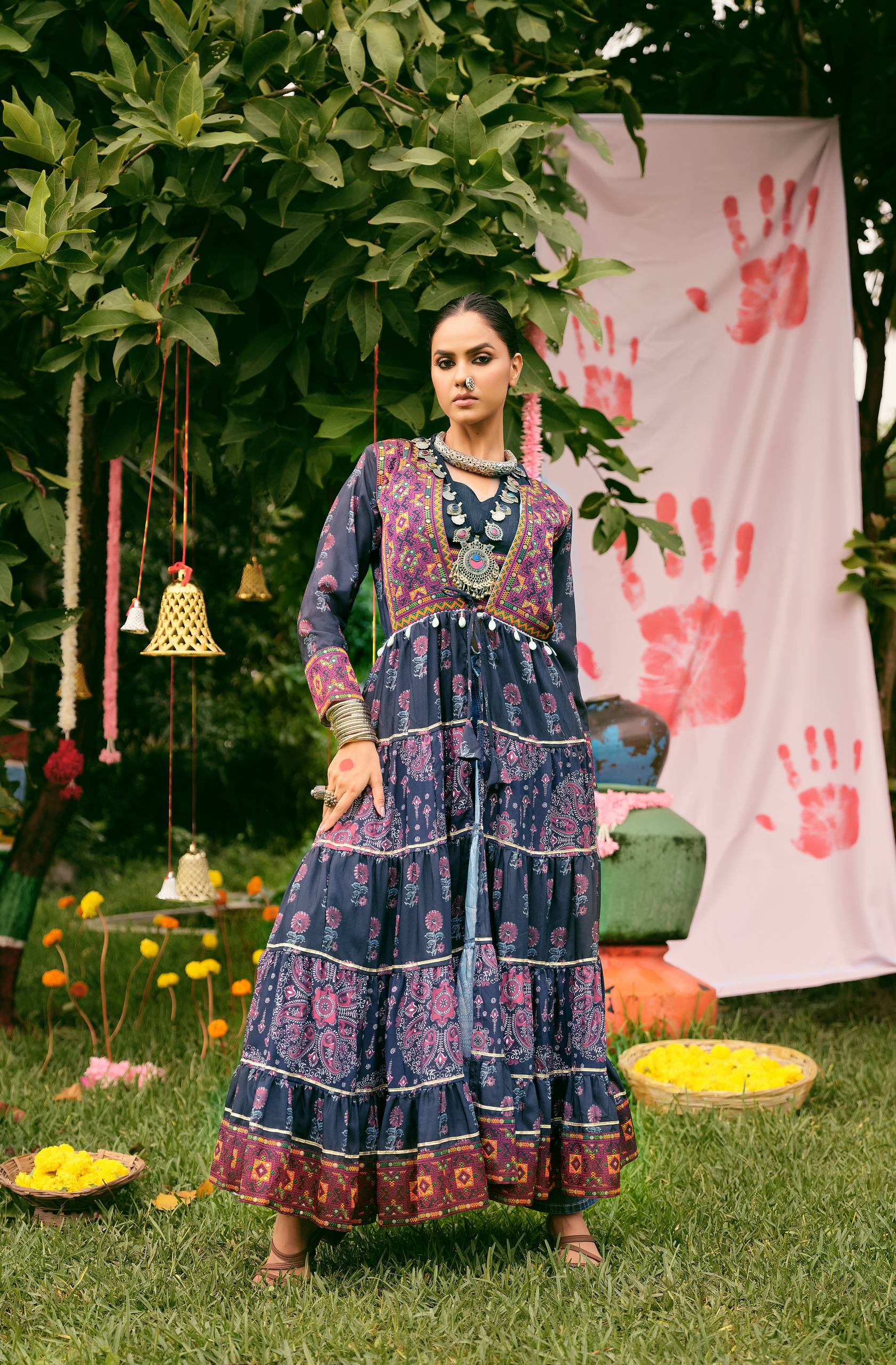 Designer Blue Flared Kurti for Women