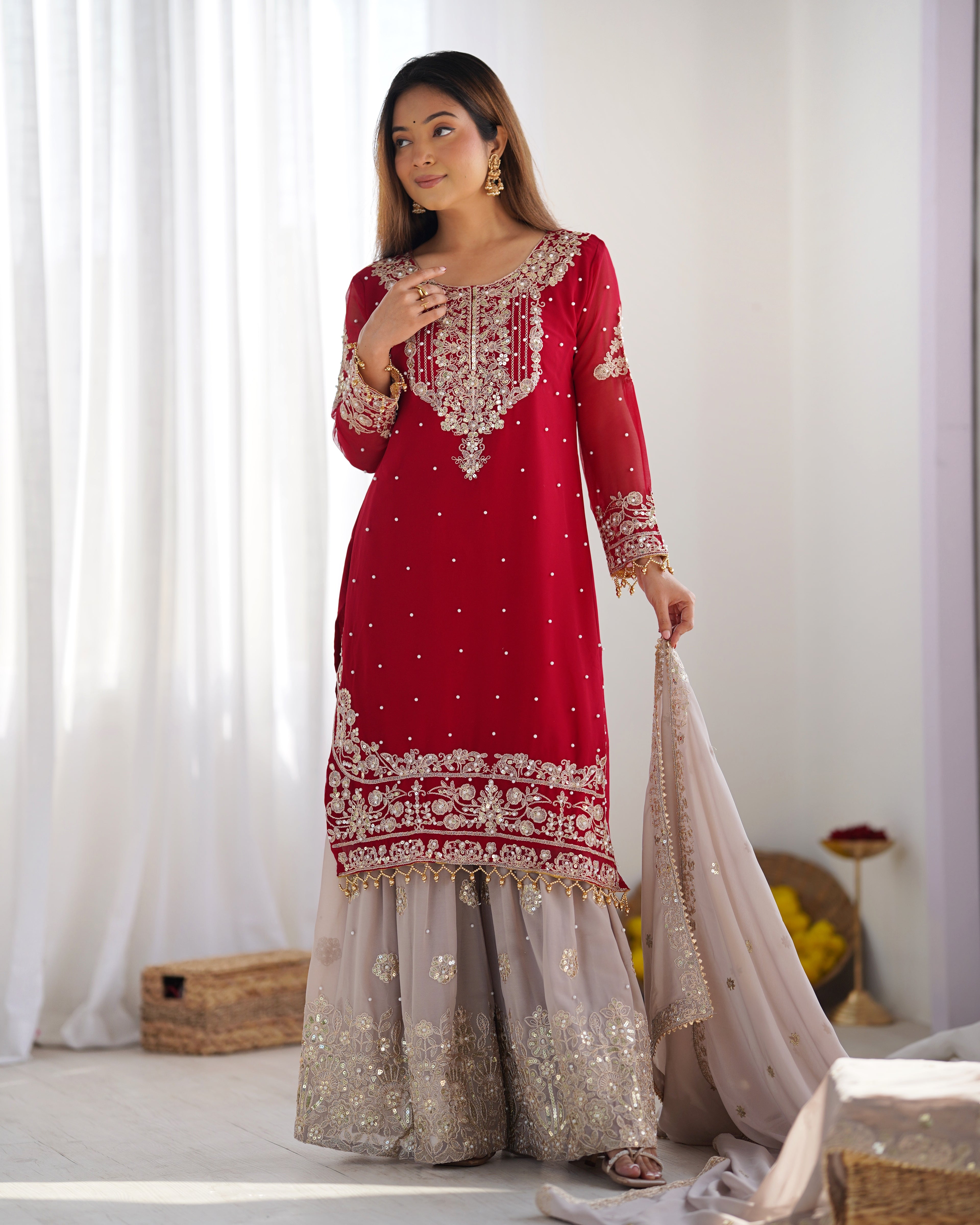Designer Embroidered Kurta Set with Dupatta (Multi Color) | Wedding & Festive Wear Suit