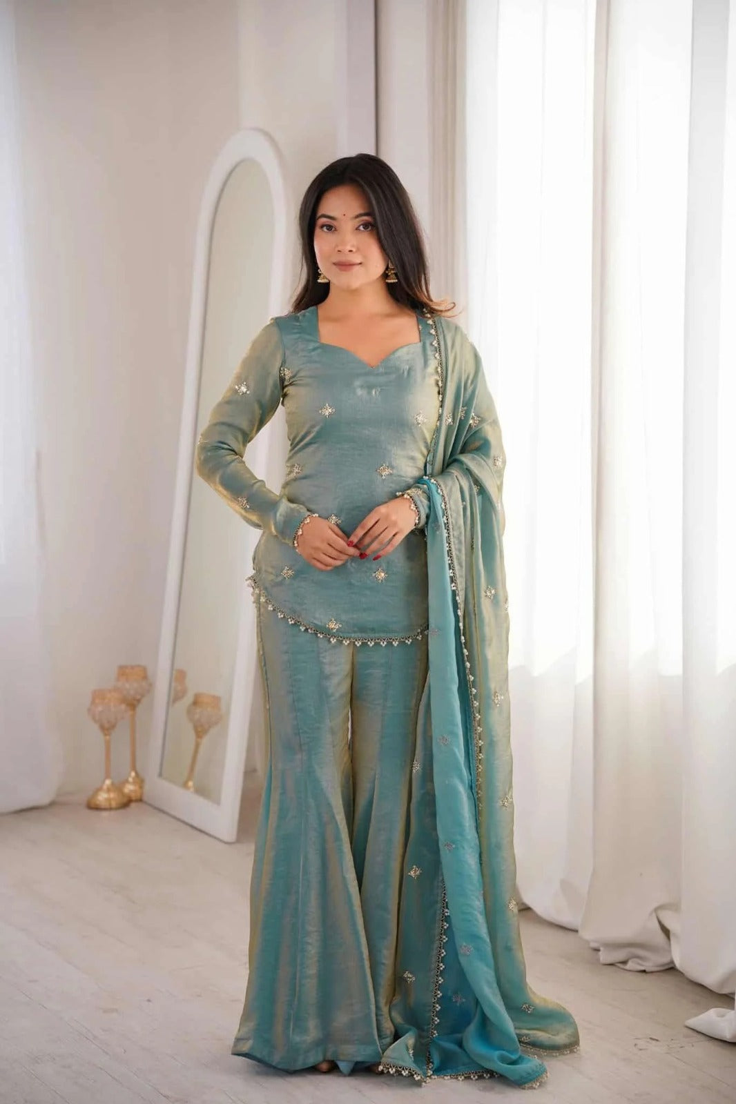 Designer Kurta Sharara Set with Dupatta – Elegant Festive & Party Wear for Women