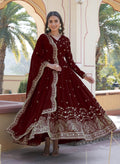 Maroon Anarkali Suit with Dupatta | Wedding & Party Wear