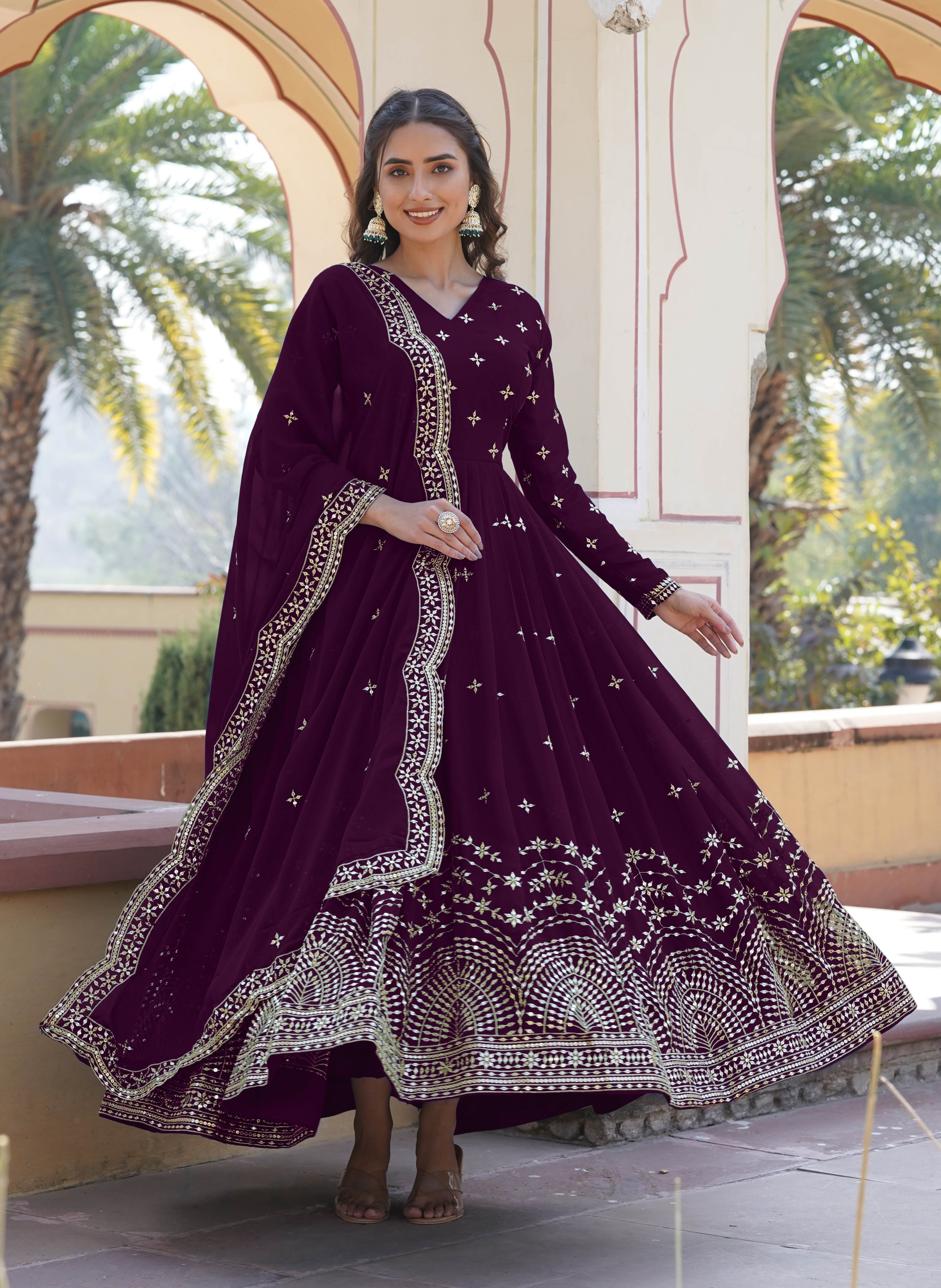 Purple Anarkali Suit with Dupatta for Women | Wedding & Festive Wear