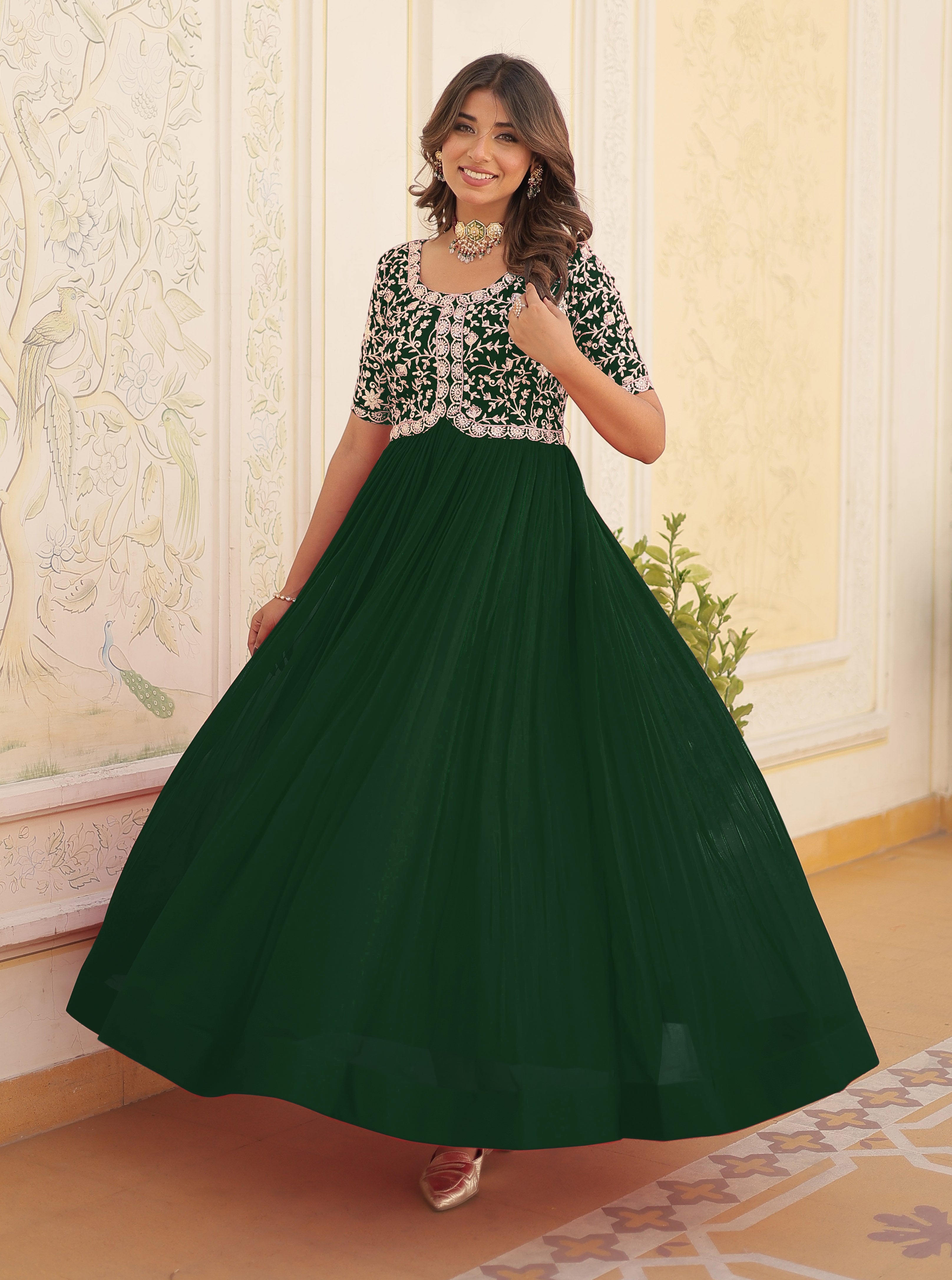 Designer Embroidered Anarkali Gown for Women Party Wear Ethnic Dress