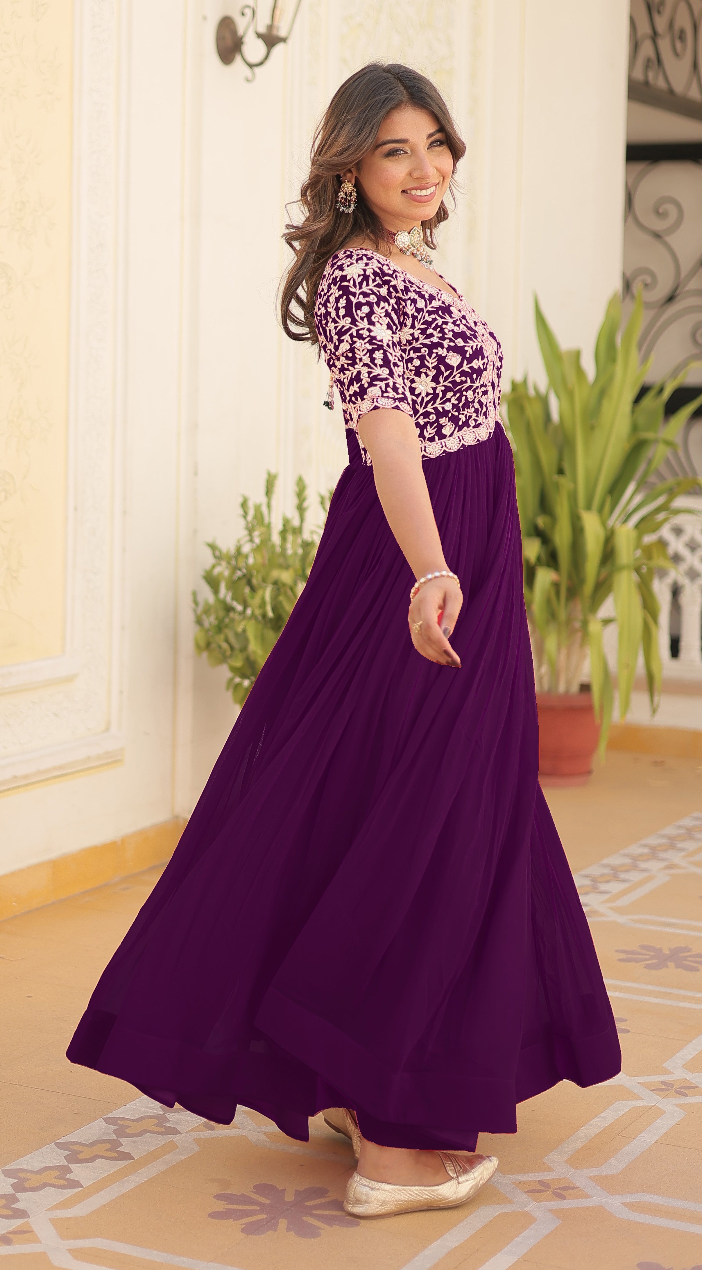 Designer Embroidered Anarkali Gown for Women