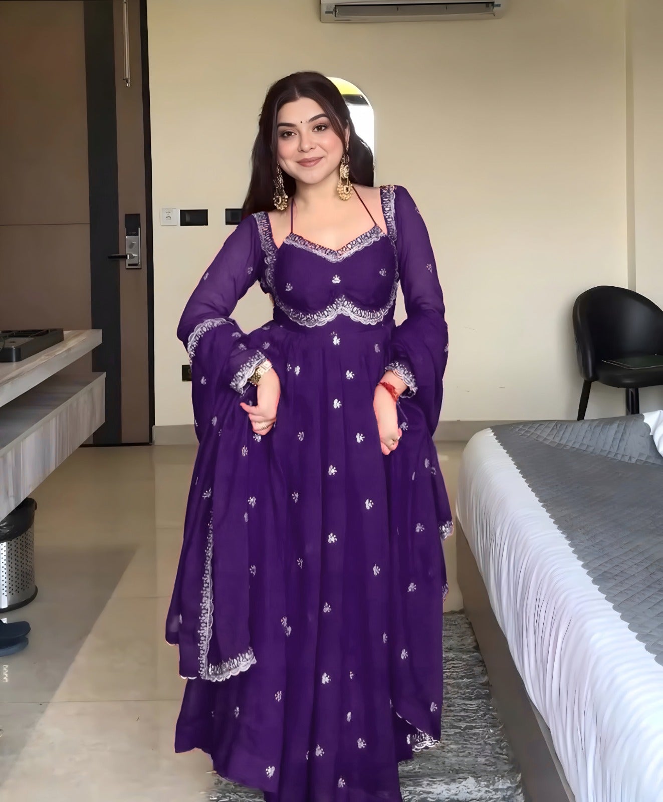 Elegant Ethnic Anarkali Dress with Dupatta