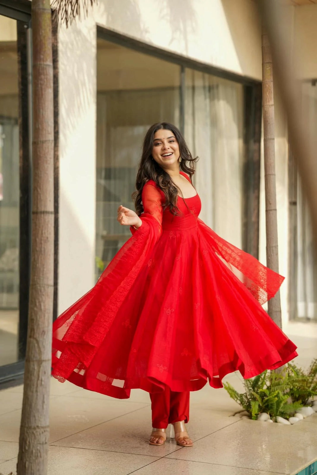 Elegant Flared Anarkali Suit with Dupatta for Women