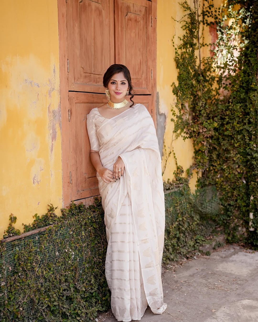 Elegant Woven Saree with Subtle Motifs