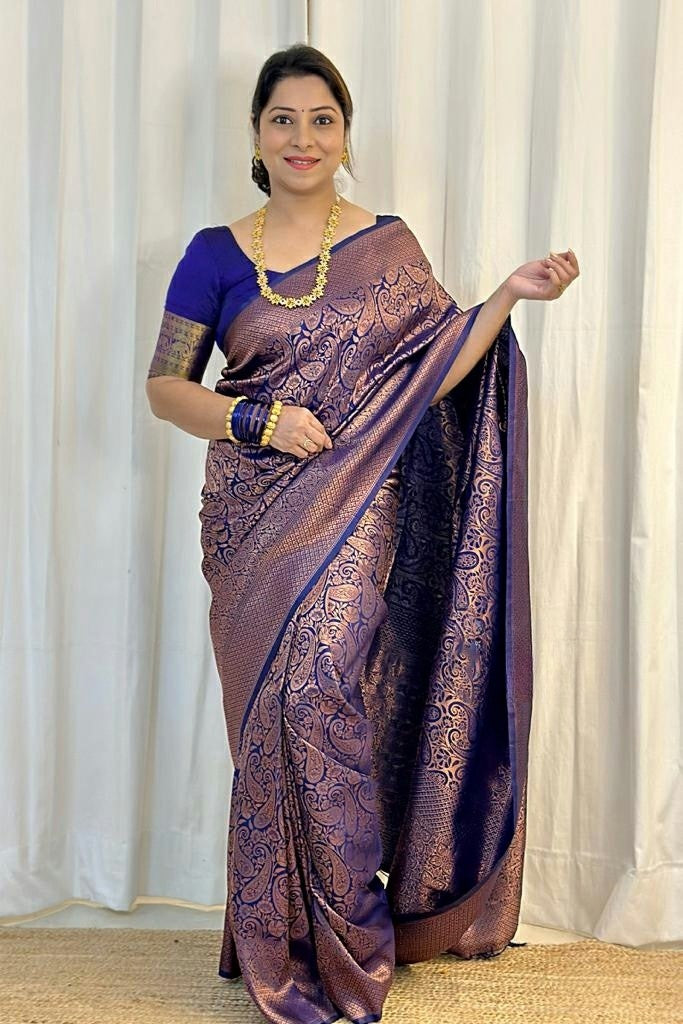Elegant Woven Silk Saree with Rich Traditional Pattern & Designer Blouse