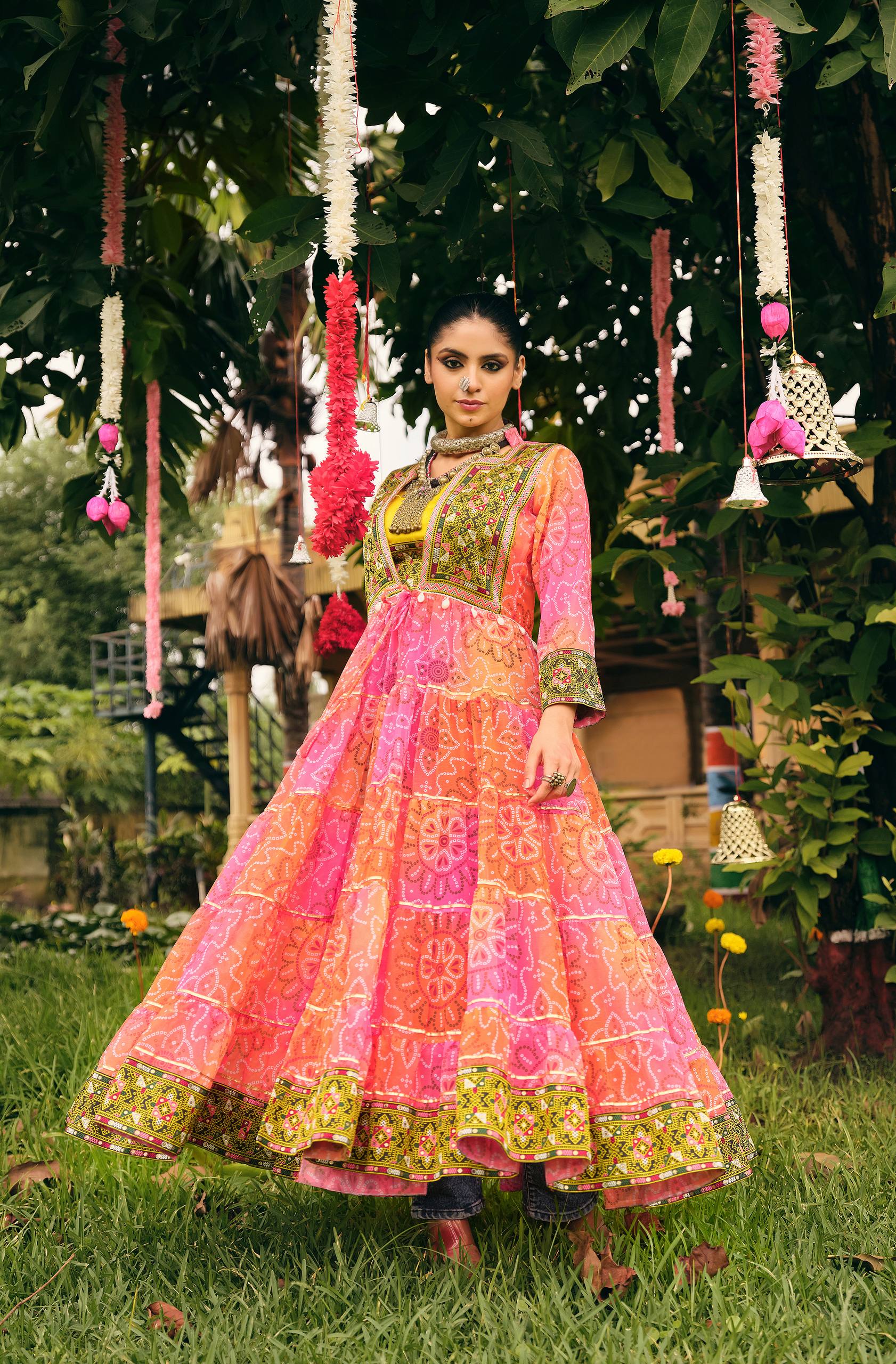 Festive Flared Ethnic Kurti Dress