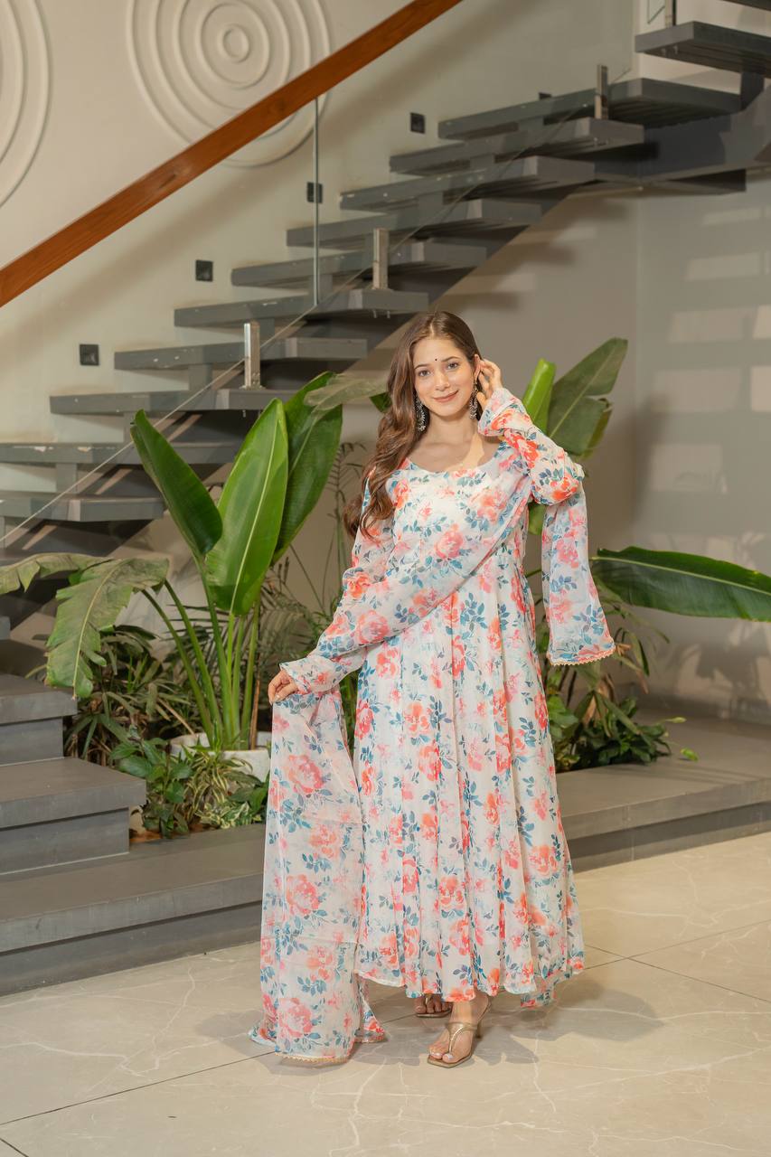 Floral Anarkali Kurta Set for Women