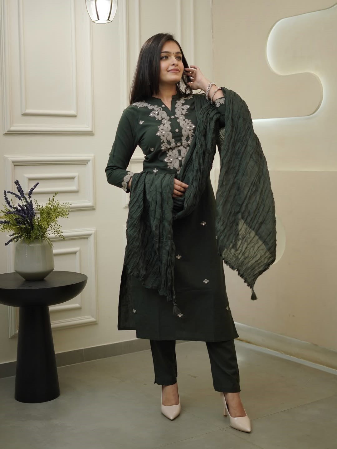 Bottle Green Kurta Set – Royal & Beautiful