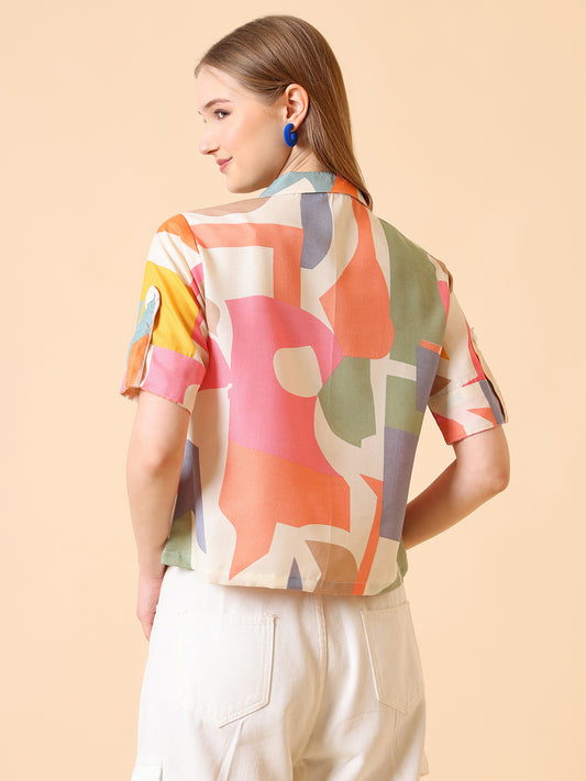 Party Wear Printed Green shirt
