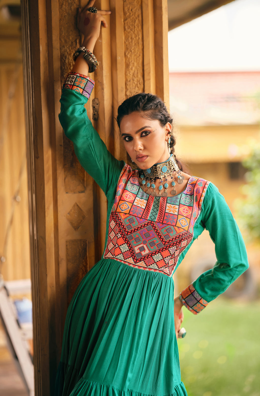 Green Embroidered Kurti for Women